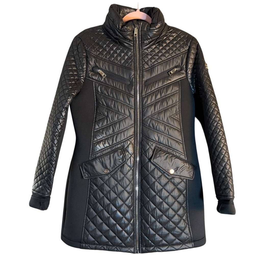 Michael Kors Quilted Mixed Media Jacket Coat